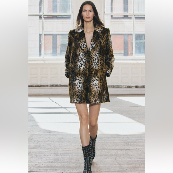ZARA FAUX FUR ANIMAL PRINT COAT